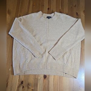Topshop Oatmeal Knit Cozy Soft Cropped Sweater High Low Hem Size U.S. 8